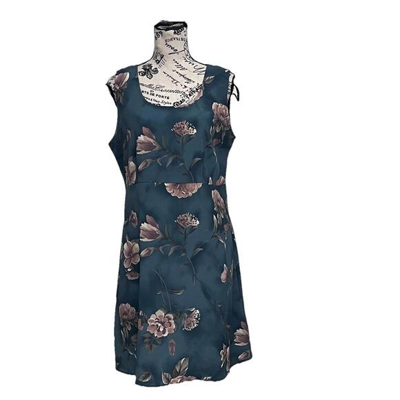DBY Vintage Y2K Teal Floral Midi Dress Fairy Cottagecore Coquette Sleeveless 11 - Picture 2 of 9